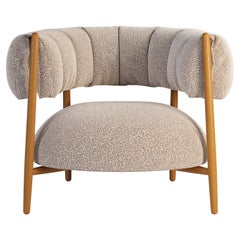 21st Century Ellen Armchair Bouclé Lacquered Legs Made in Portugal by Ottiu