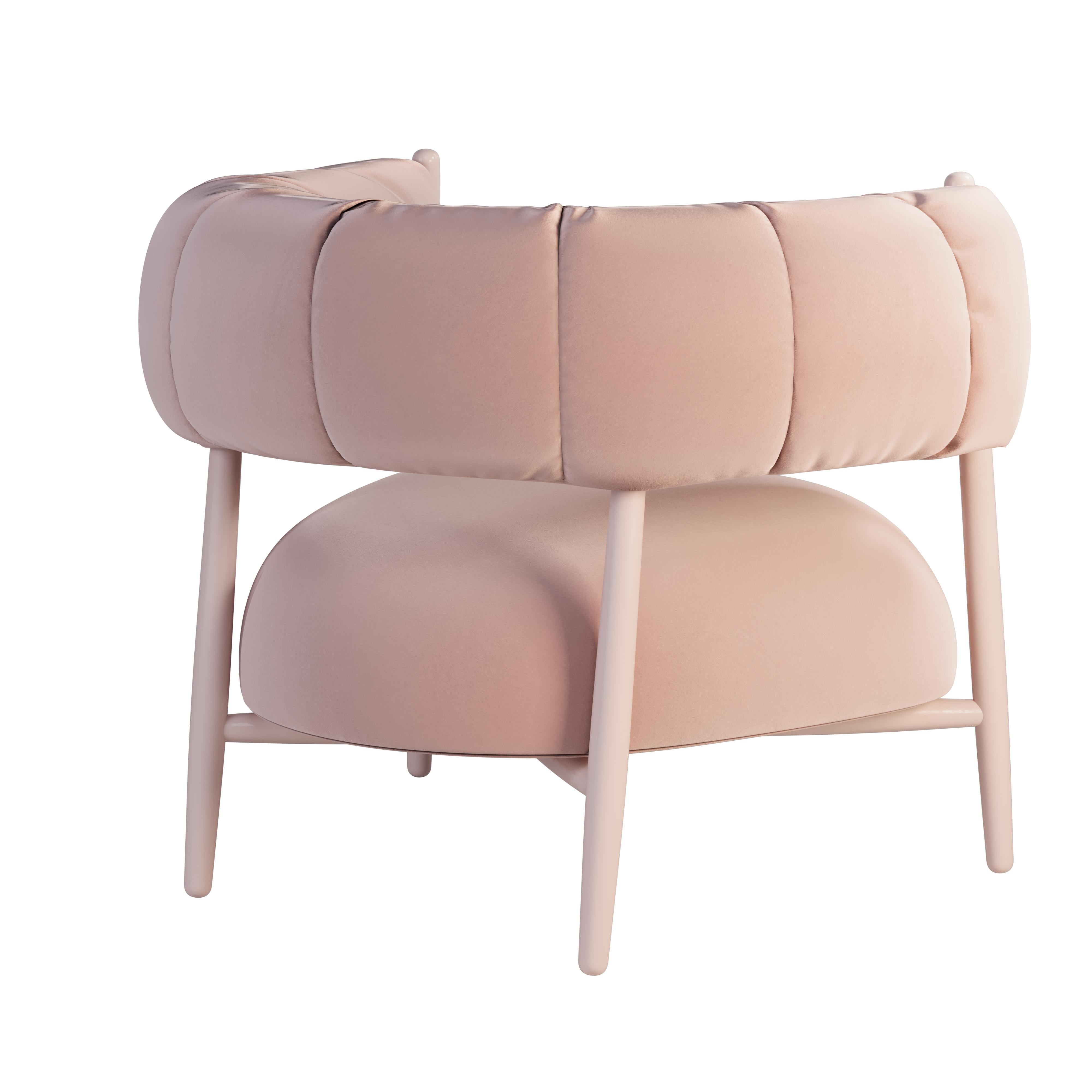 Cotton 21st Century Ellen Armchair Casamance Lacquered Legs Made in Portugal by Ottiu For Sale