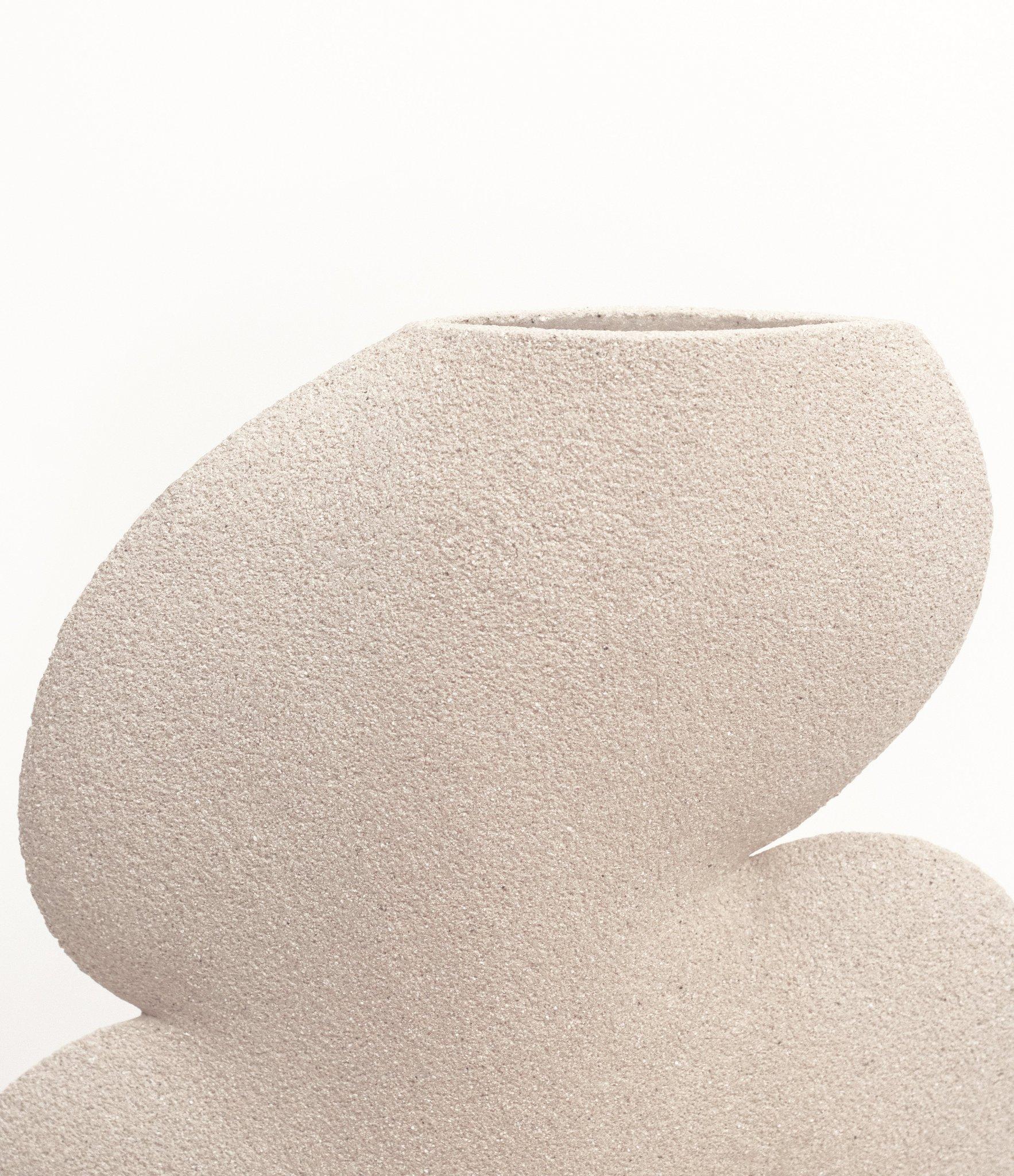 Minimalist 21st Century Ellipse N°1 Vase in White Ceramic, Hand-Crafted in France For Sale