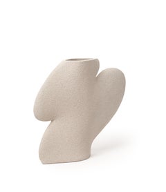 Vaso Ellipse N°2 del 21° secolo in ceramica bianca, realizzato a mano in Francia