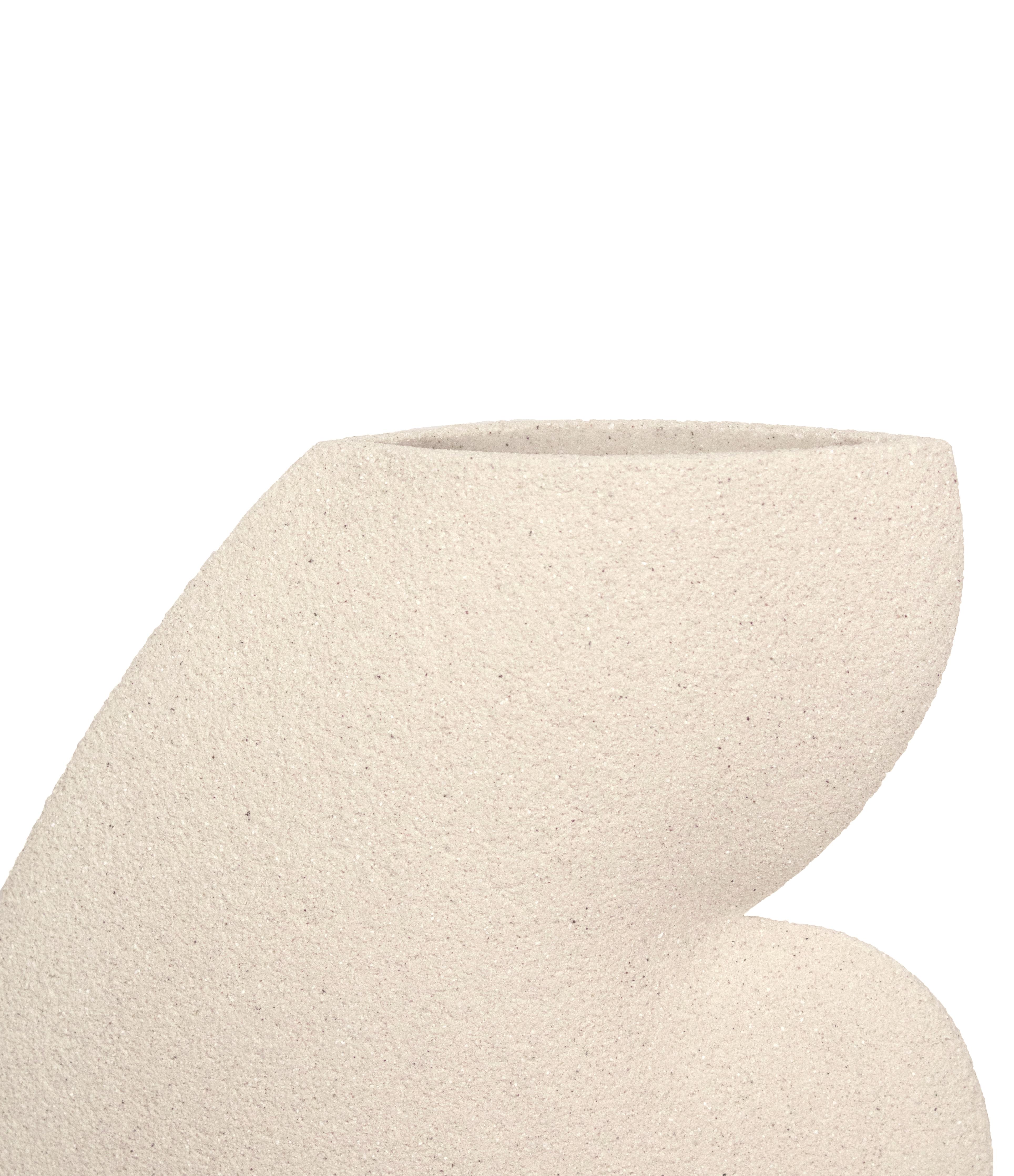 Minimalist 21st Century Ellipse N°3 Vase in White Ceramic, Hand-Crafted in France For Sale