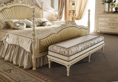 21st Century Empire-Style Bed Bench with Plated Fabric by Modenese Interiors