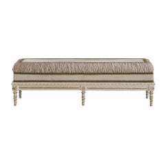 21st Century Empire-Style Bed Bench with Plated Fabric by Modenese Interiors