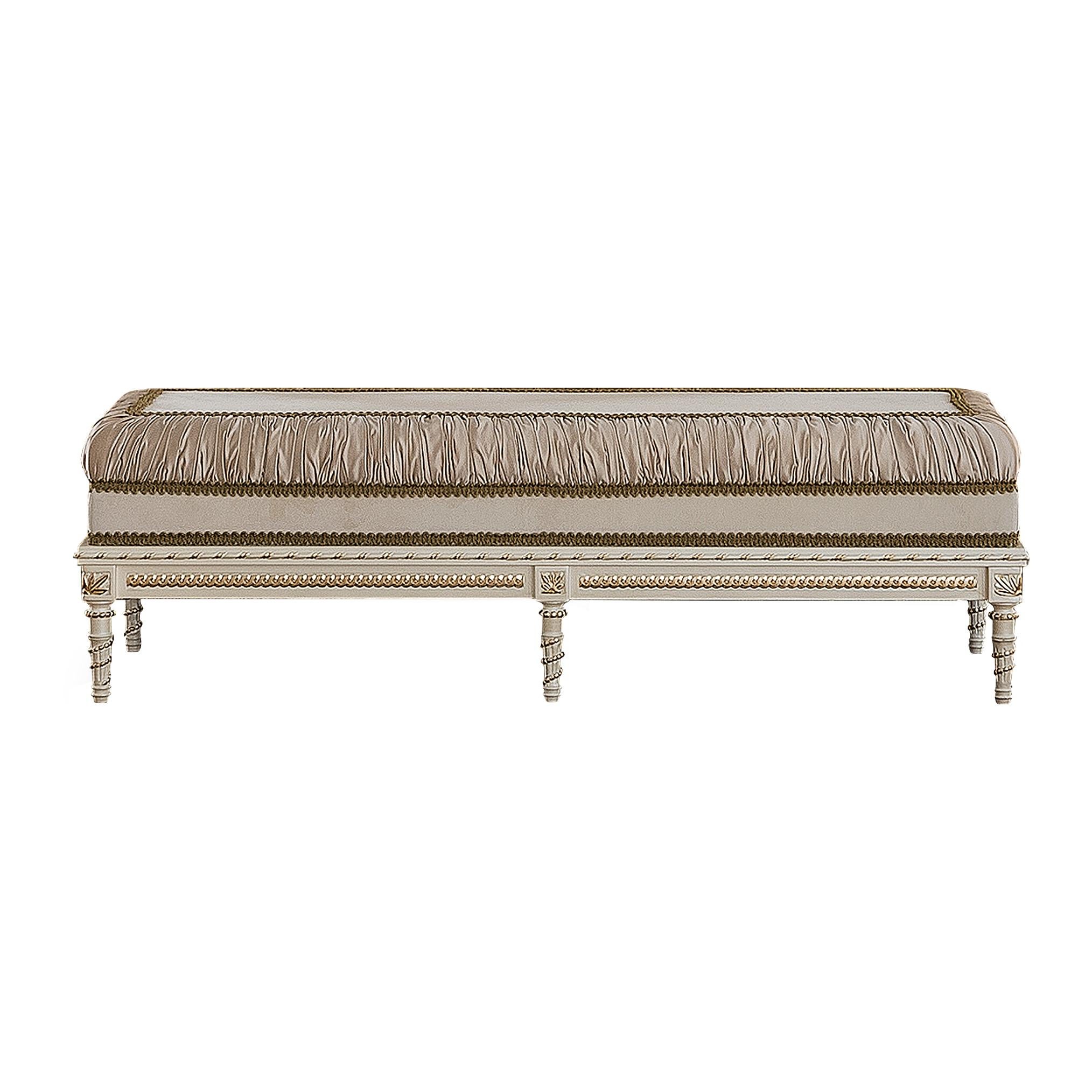 21st Century Empire-Style Bed Bench with Plated Fabric by Modenese Interiors For Sale