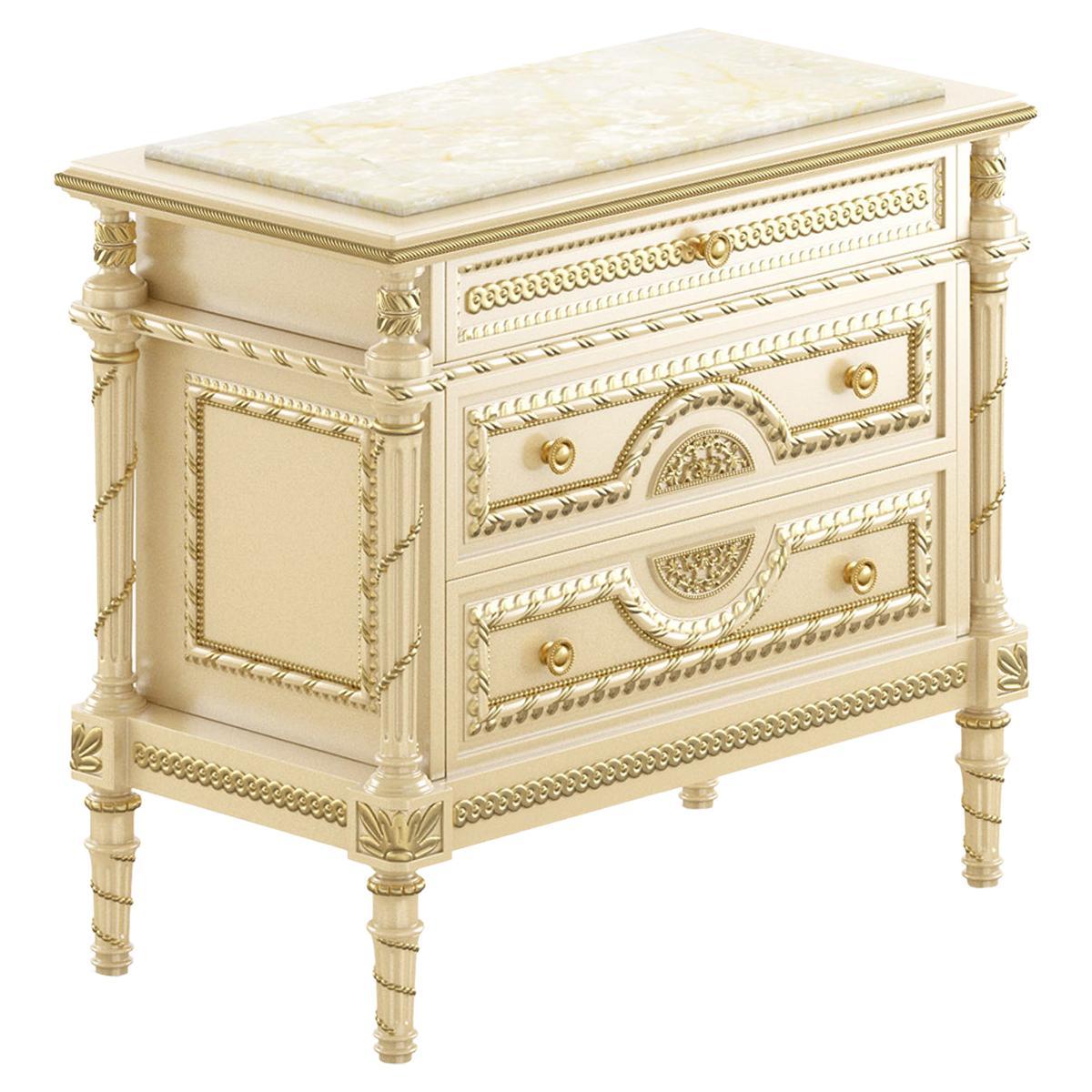 21st Century Empire-Style Night Stand with Marble Top by Modenese Gastone For Sale