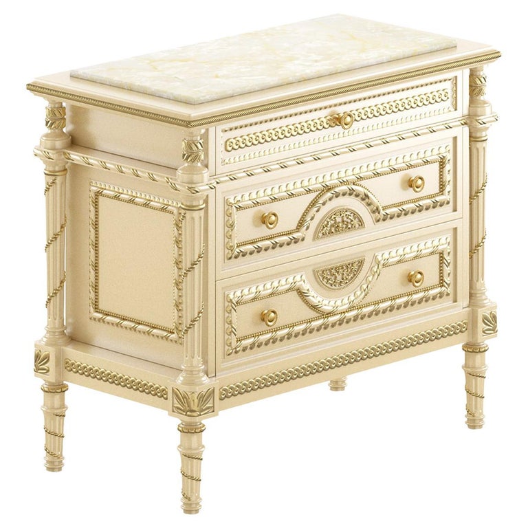 21st Century Empire-Style Night Stand with Marble Top by Modenese Gastone For Sale