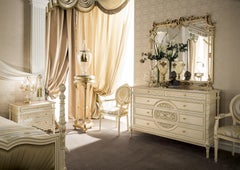 21st Century Empire-Style White Lacquered Chair by Modenese Gastone