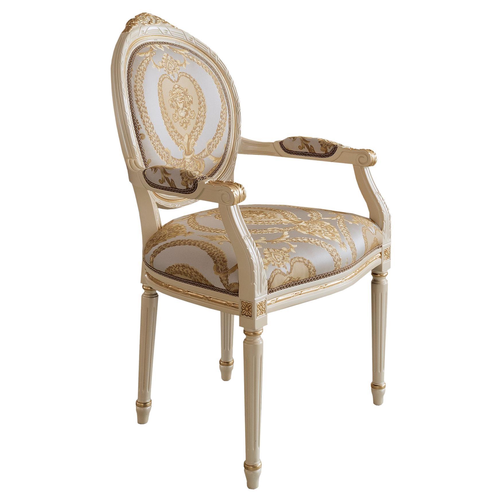 Weiß lackierter Stuhl im Empire-Stil des 21. Jahrhunderts von Modenese Gastone Interiors
