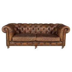 21st Century English Brown Leather Chesterfield Sofa By Halo