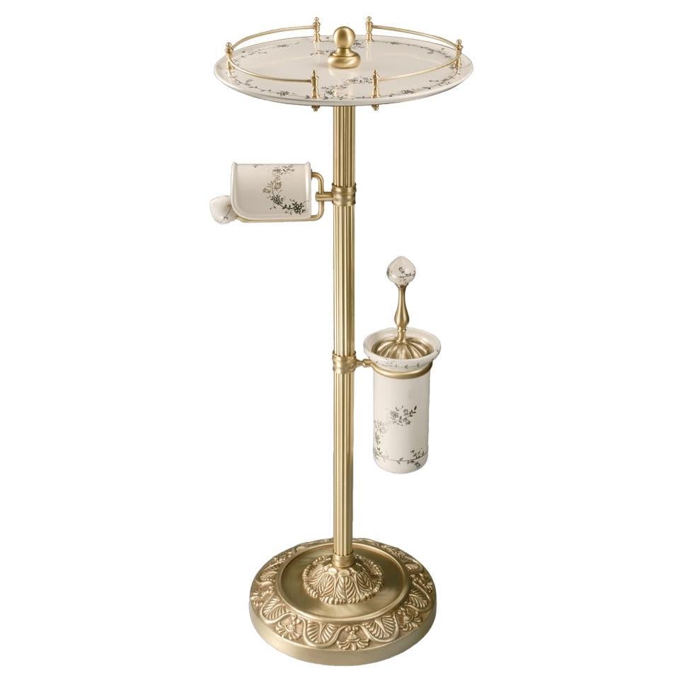 21st Century equipped pedestal in burnished bronze  and porcelain  For Sale