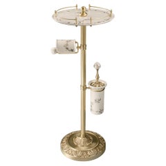 Retro 21st Century equipped pedestal in burnished bronze  and porcelain 