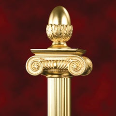 21st Century equipped pedestal in golden bronze  and porcelain