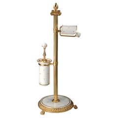 Vintage 21st Century equipped pedestal in golden bronze  and porcelain 