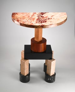 Console Demistella d'Ettore Sottsas du 21e siècle en marbre polychrome et bois