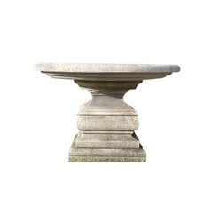 Hand-Carved Cesena Limestone Table, Circular Design, 21st Century