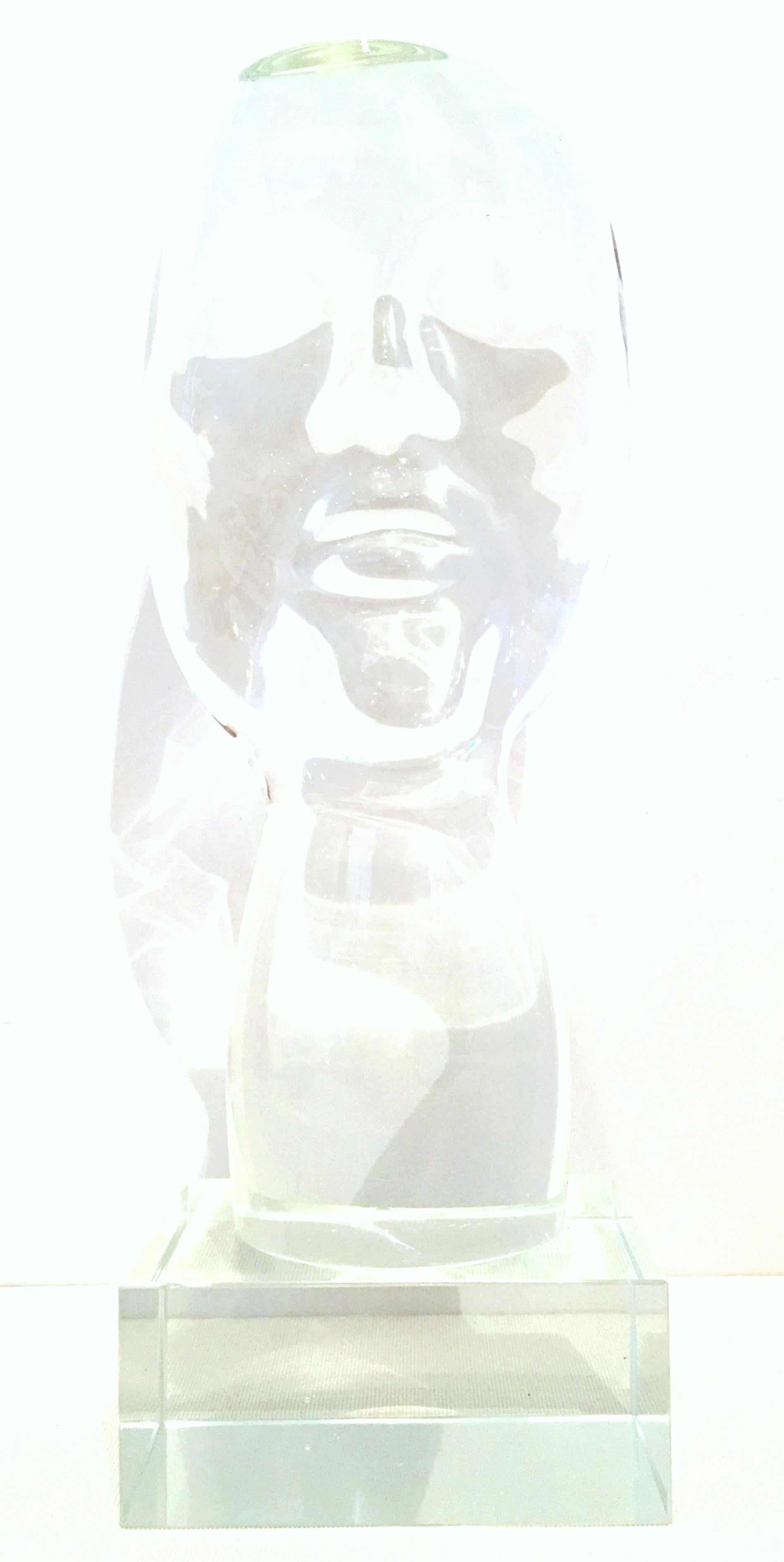 21st century European hand blown art glass abstract bust 