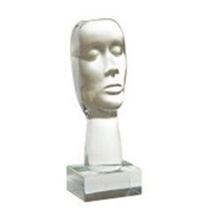 21st Century European Hand Blown Solid Art Glass Bust "Face" Sculpture