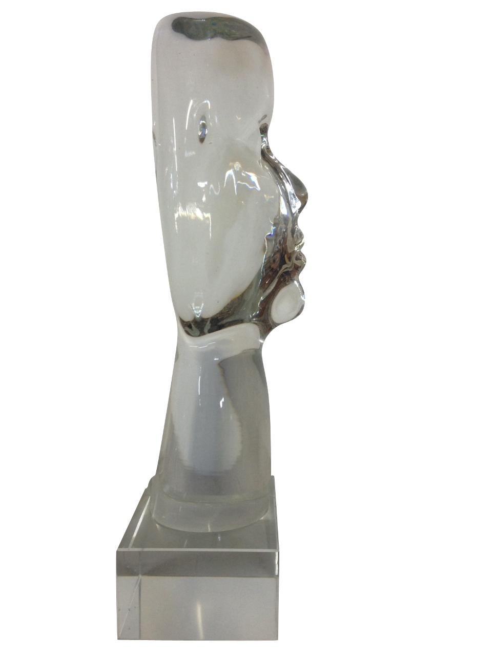 Modern 21st Century European Hand Blown Solid Art Glass Bust 