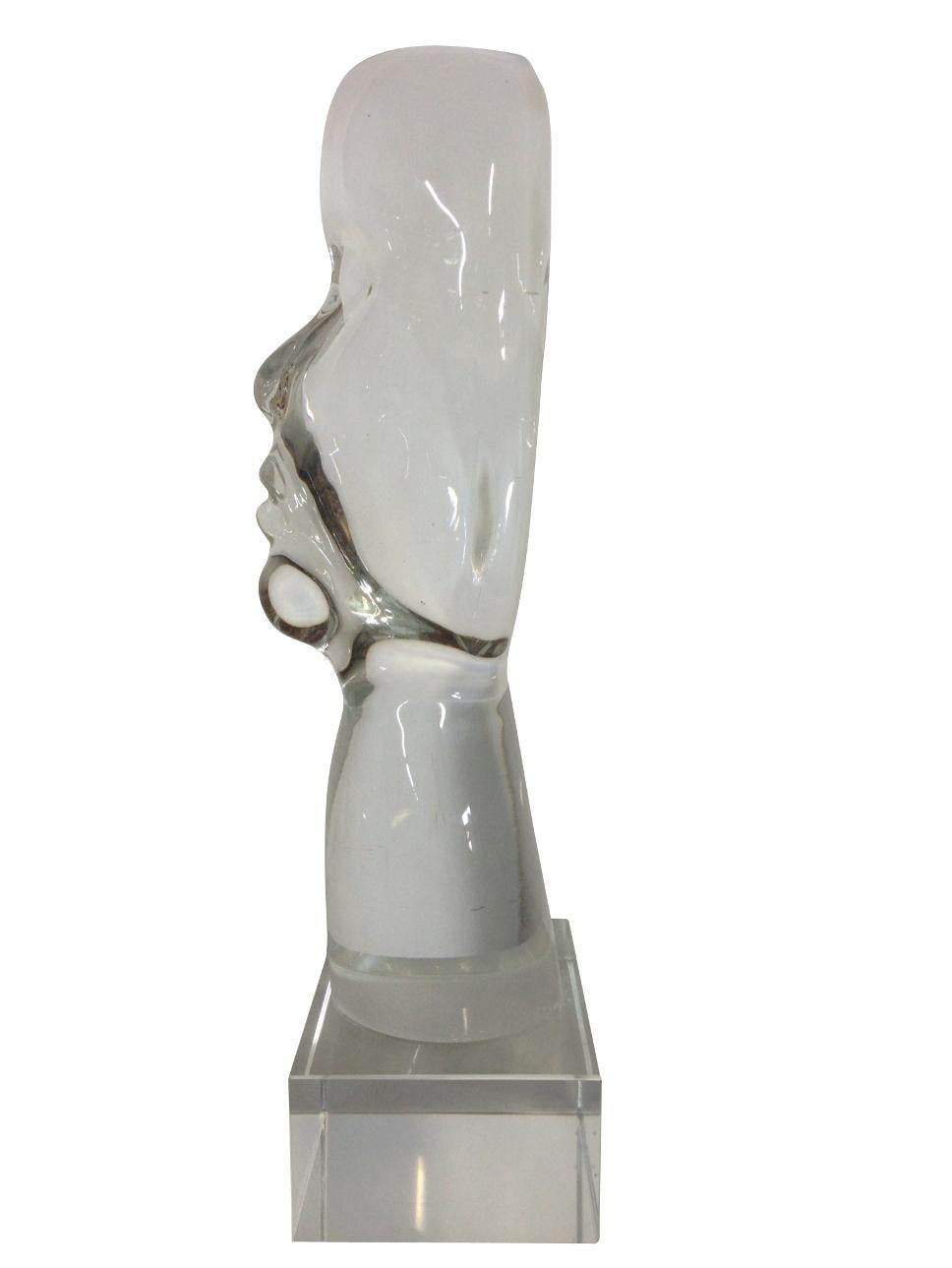 Hand-Crafted 21st Century European Hand Blown Solid Art Glass Bust 