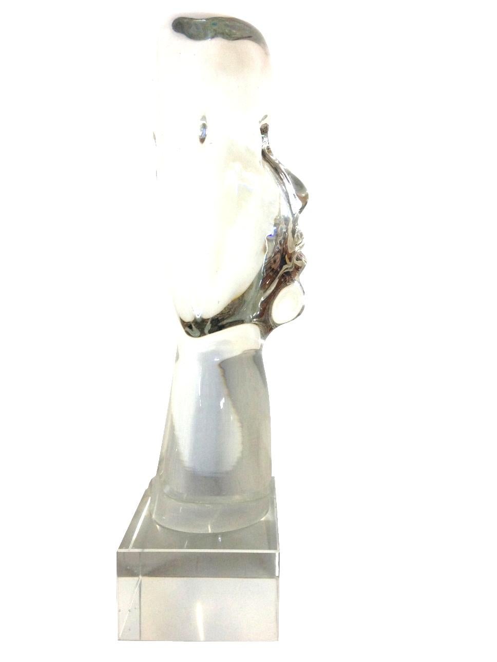 Contemporary 21st Century European Hand Blown Solid Art Glass Bust 