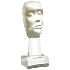 21st Century European Hand Blown Solid Art Glass Bust "Face" Sculpture