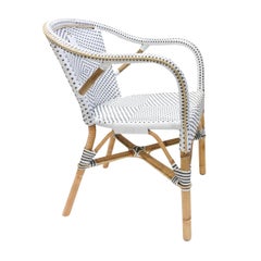 Leine Rattan Armchair, European Design, Stackable, White & Taupe, New