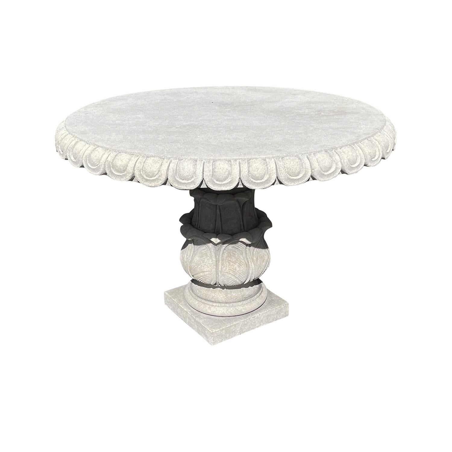 21st Century European Limestone Center Table Dole In Good Condition For Sale In West Palm Beach, FL