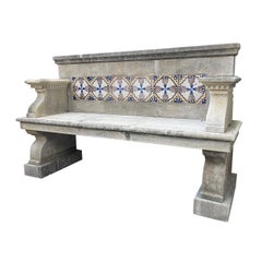 21st Century European Mosaic Garden Bench Saone