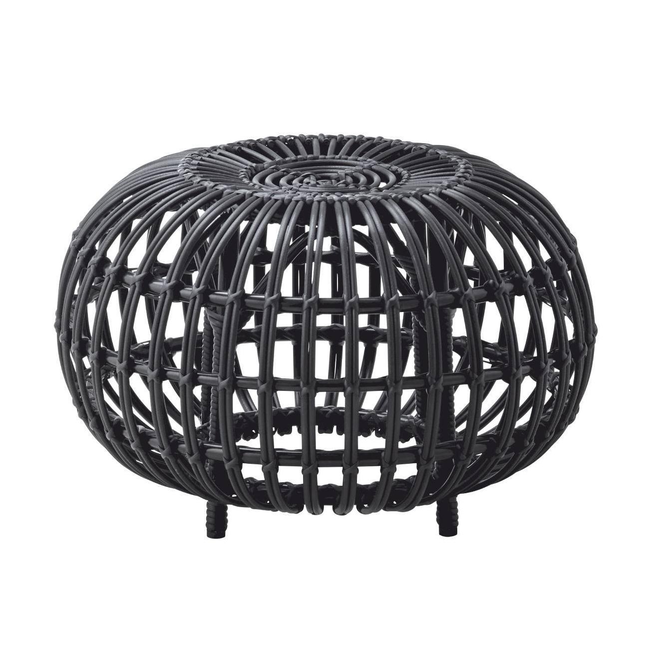 This designer stool is made of Aluminum/Rattan which consists of a strong aluminum frame woven with Polyethylene and allows it be used outdoors and to withstand all weather conditions. Franco Albini originally designed this ottoman in 1951. Thanks