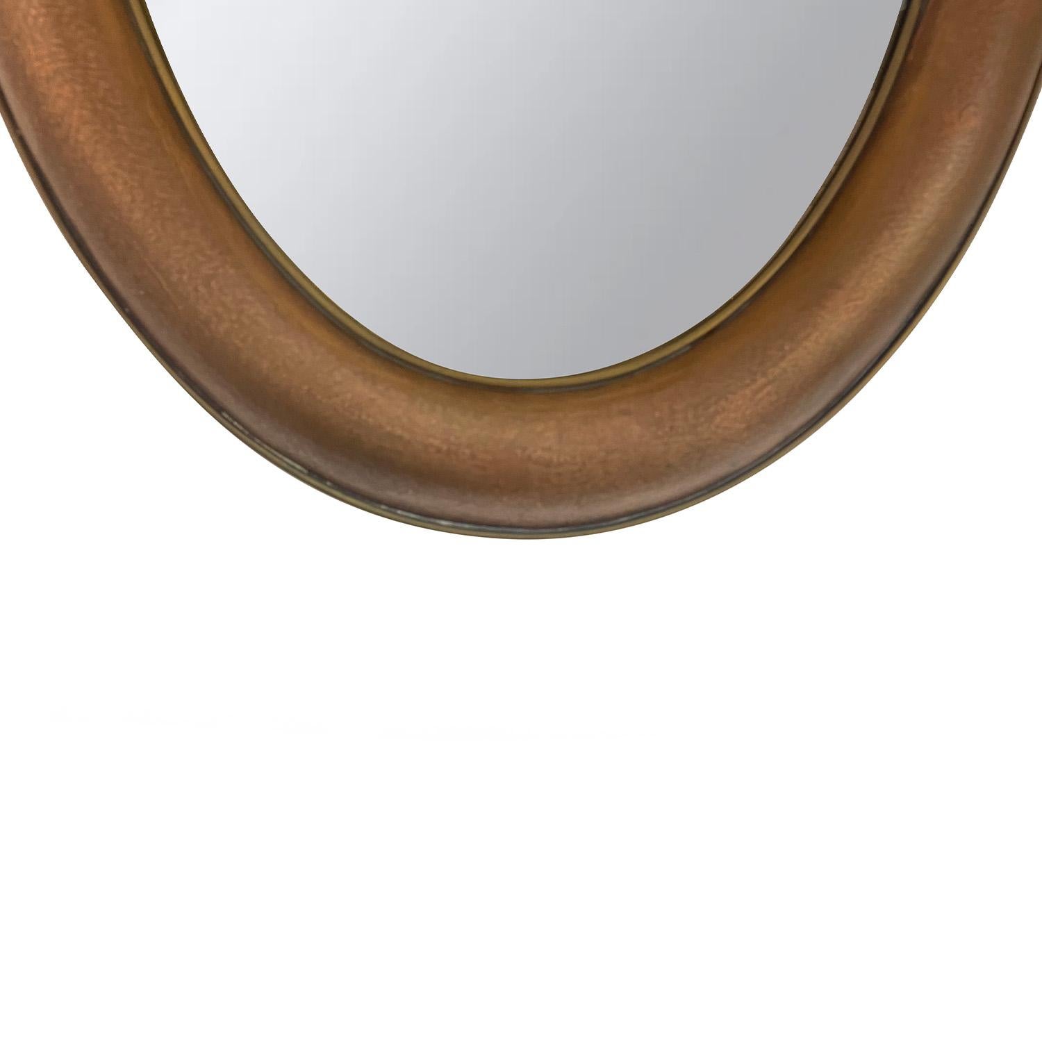 Hand-Crafted 21st Century European Oval Chantelle Copper Wall Glass Mirror For Sale