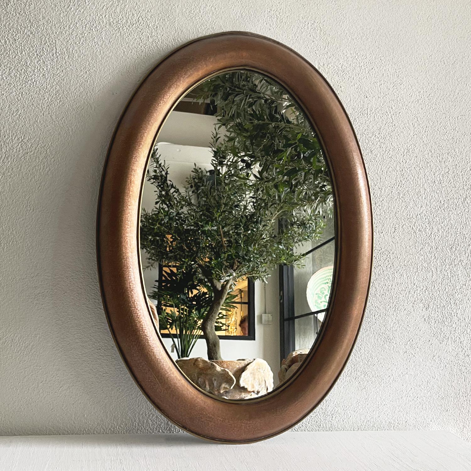 21st Century European Oval Chantelle Copper Wall Glass Mirror In Good Condition For Sale In West Palm Beach, FL