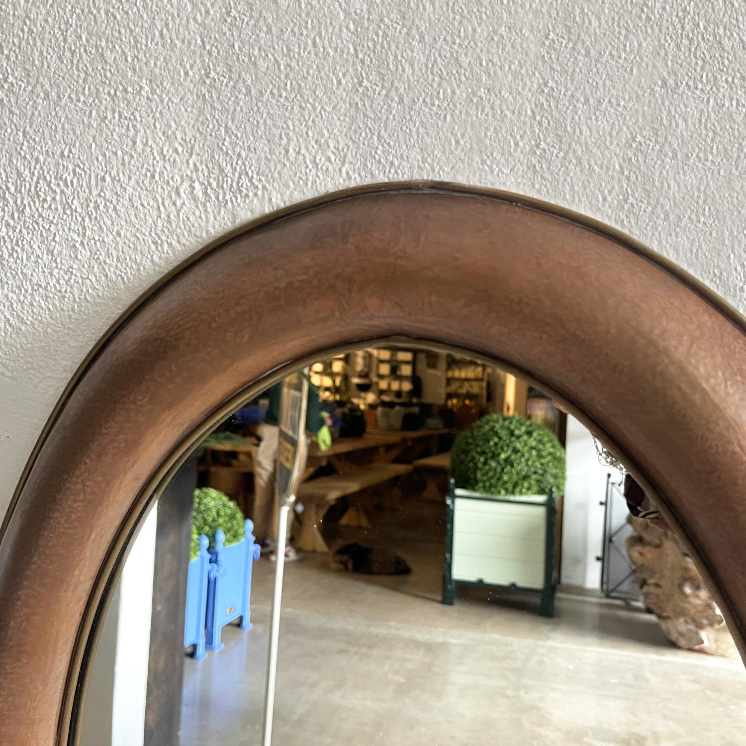 Contemporary 21st Century European Oval Chantelle Copper Wall Glass Mirror For Sale