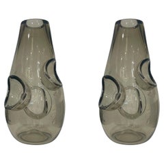 21st Century European Pair of Iridescent Smoke Vases
