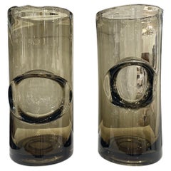 21st Century European Pair of Smoke Infused Crystal Glass Vases