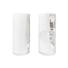 Paire de vases européens en verre infusé blanc du 21e siècle