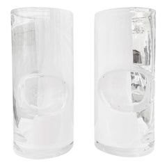 21st Century European Pair of White Infused Glass Vases