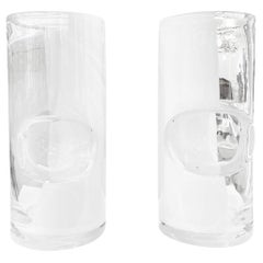 Paire de vases européens en verre infusé blanc du 21e siècle