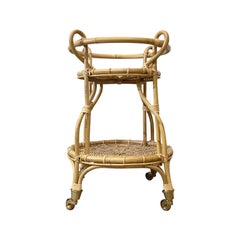 21st Century European Rattan Trolley Cart Table in the Style of Franco Albini