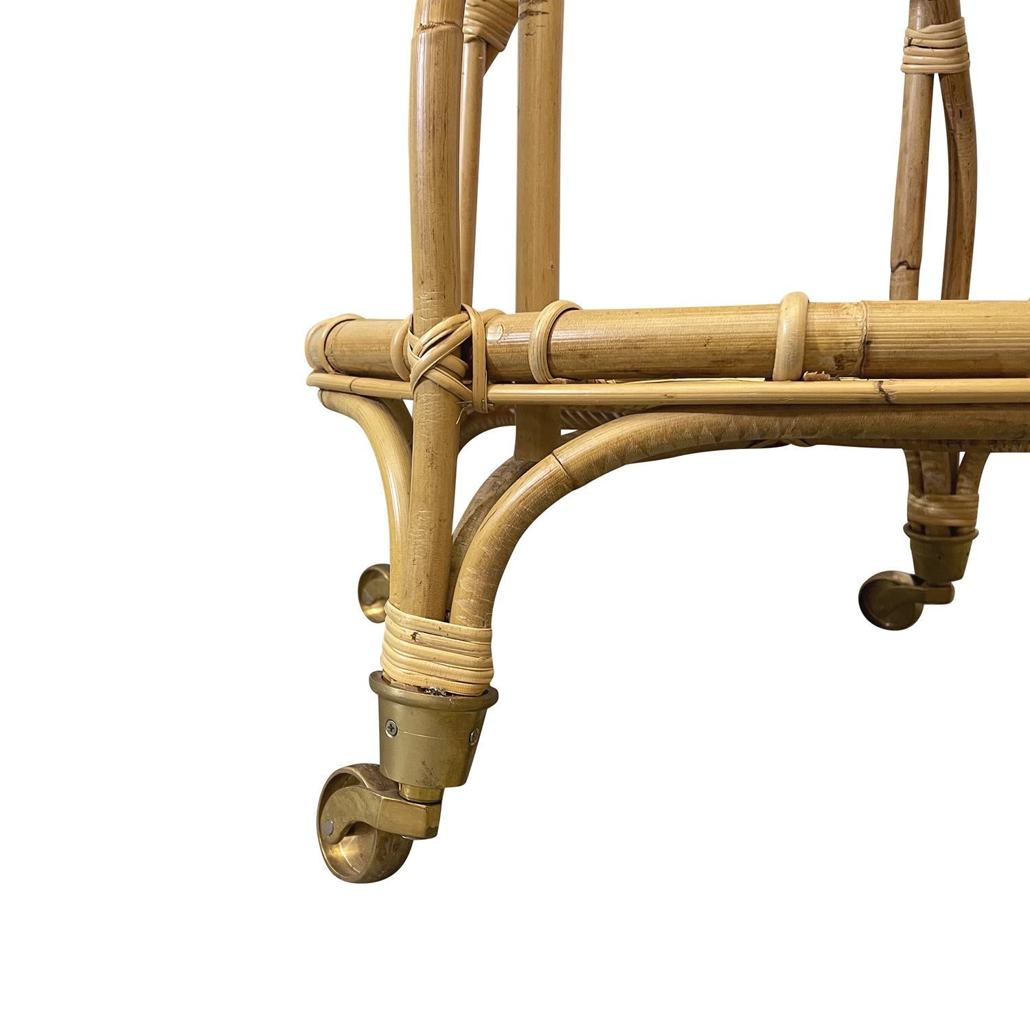 21st Century European Rattan Trolley Cart Table in the Style of Franco Albini For Sale 3