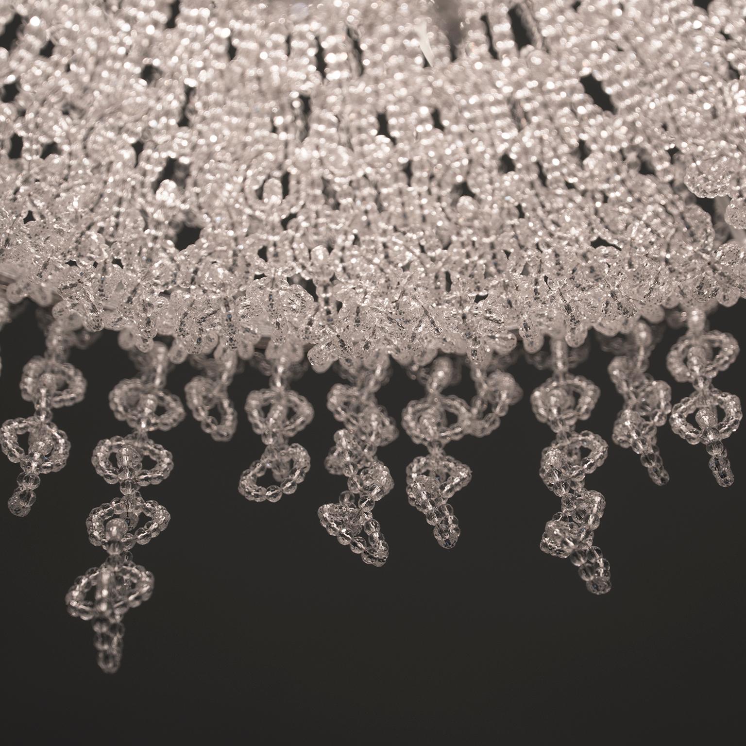 italien Lustre du 21e siècle Eva en nickel et chaînes en cristal de Patrizia Garganti en vente