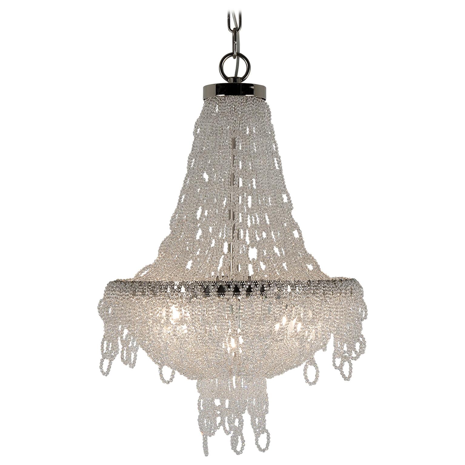 Lustre Eva du XXIe siècle en nickel et chaînes de cristal par Patrizia Garganti