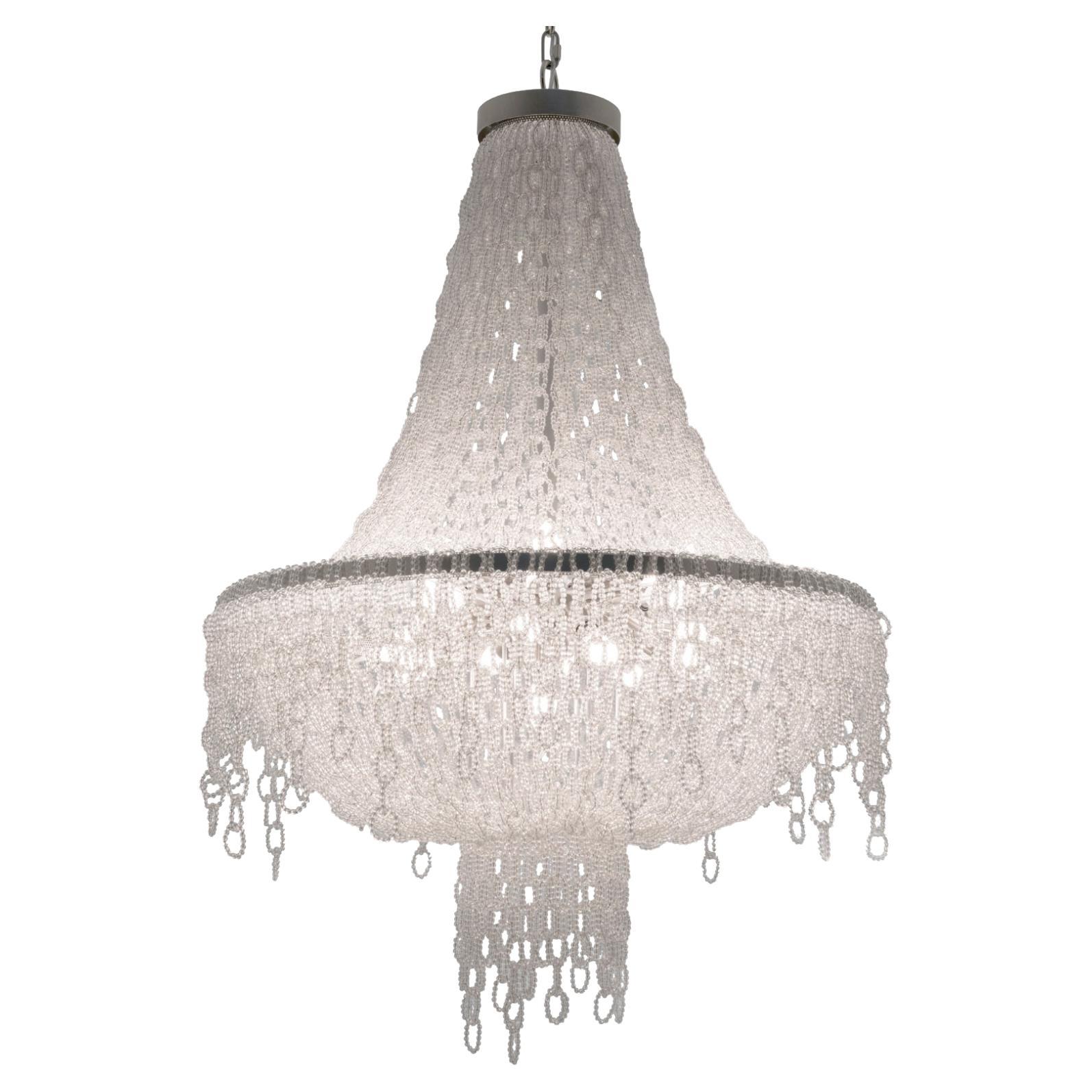 21st Century Eva Nickel and Crystal Chains Chandelier by Patrizia Garganti For Sale