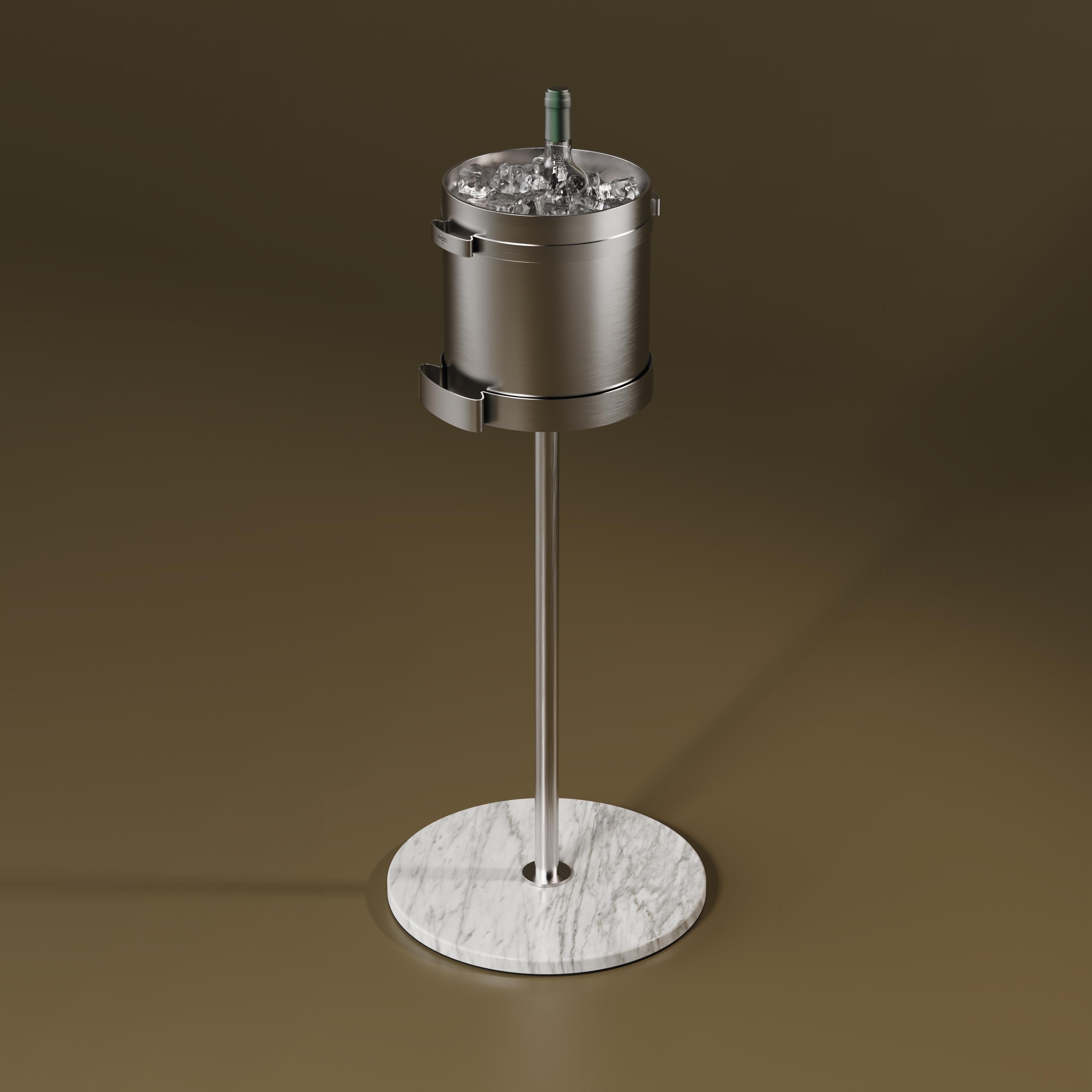 Stainless Steel 21st Century Everest Ice Bucket Holder Made in Portugal by Porus Studio For Sale