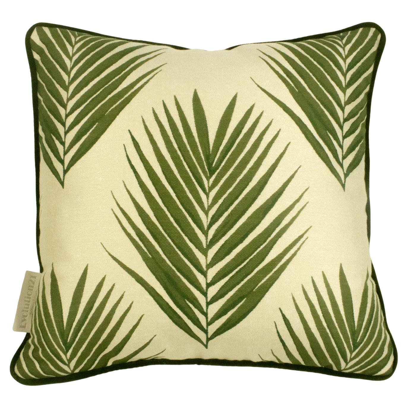 Coussin / oreiller à motif de feuille de bambou vert par Evolution21