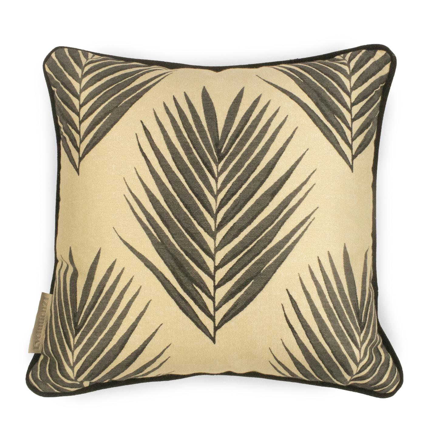 Modern Cushion / Pillow Patterned Bamboo Leaf Greyback by Evolution21 For Sale