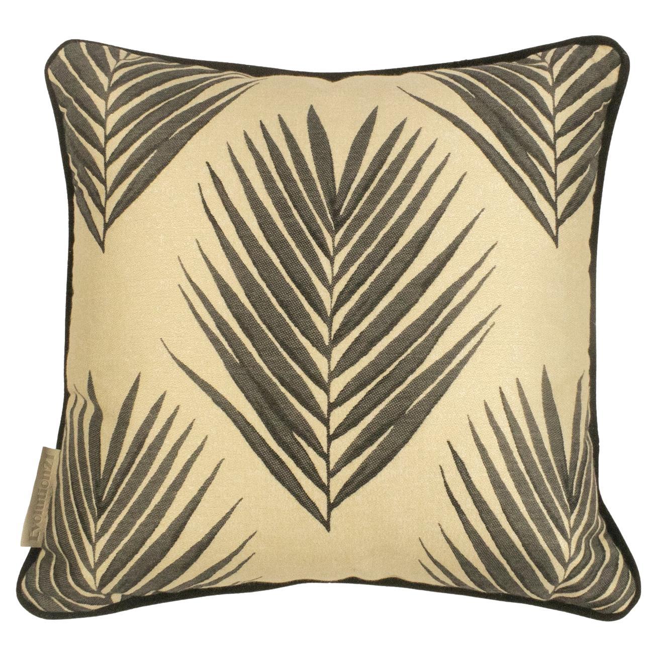 Coussin / oreiller à motif de feuilles de bambou gris par Evolution21