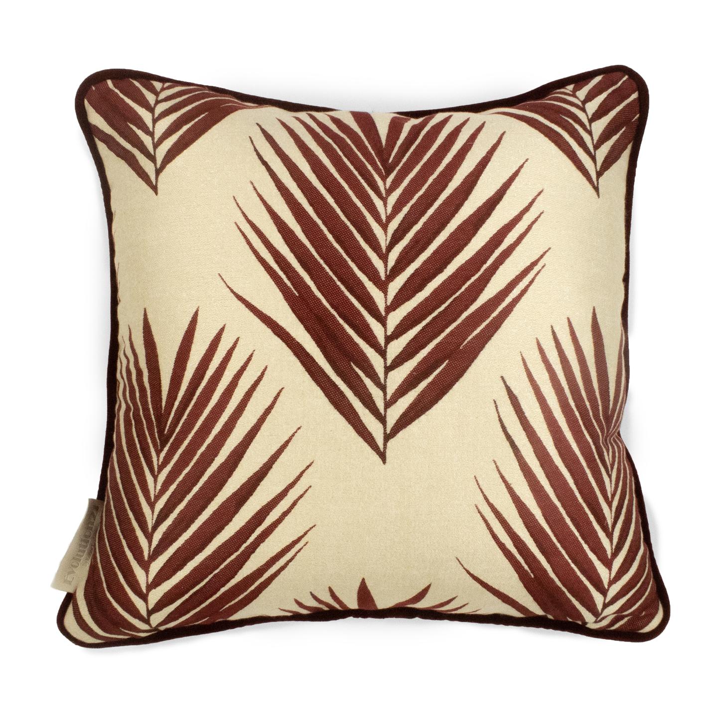 Modern Cushion / Pillow Patterned Bamboo Leaf Red by Evolution21 For Sale