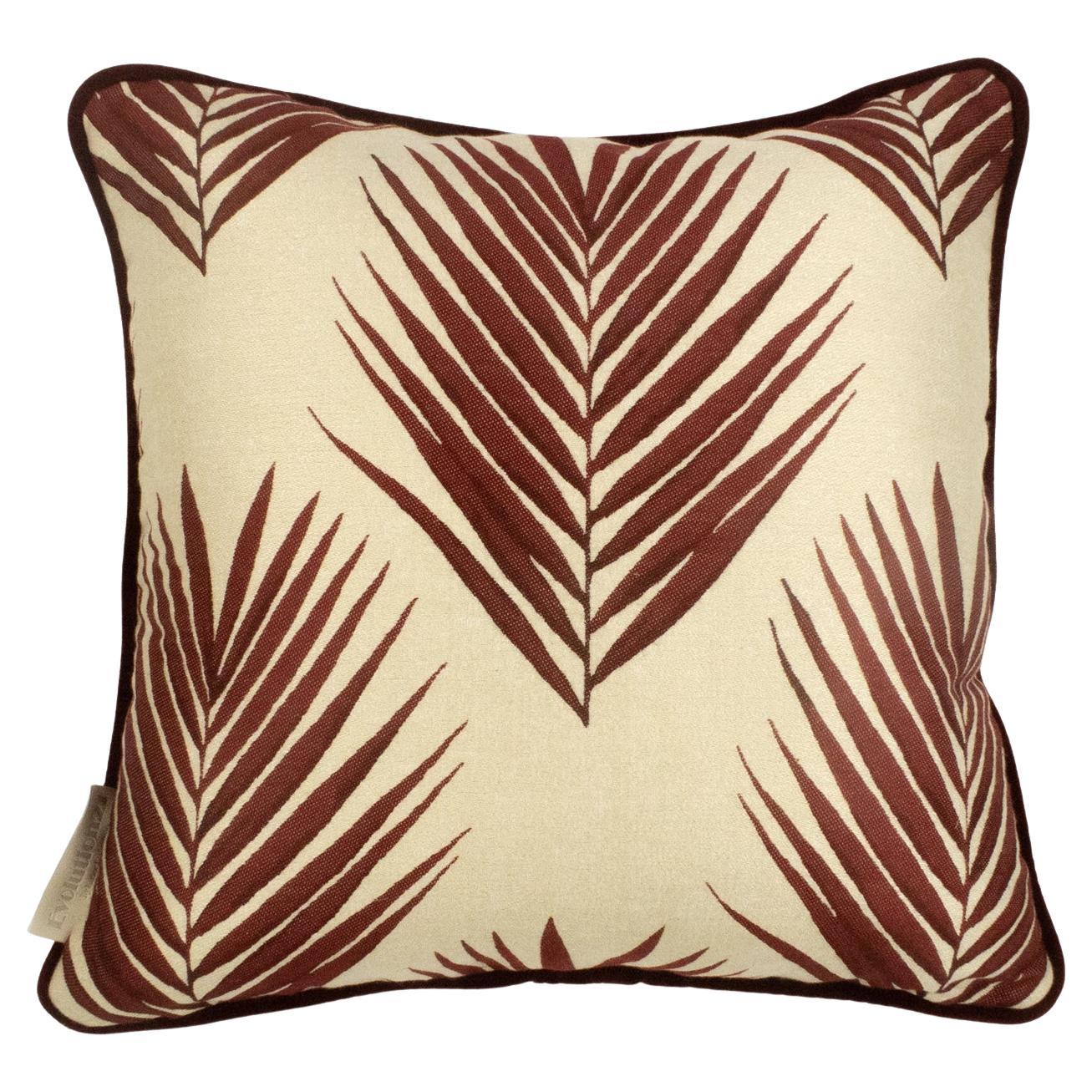 Cushion / Pillow Patterned Bamboo Leaf Red by Evolution21 For Sale