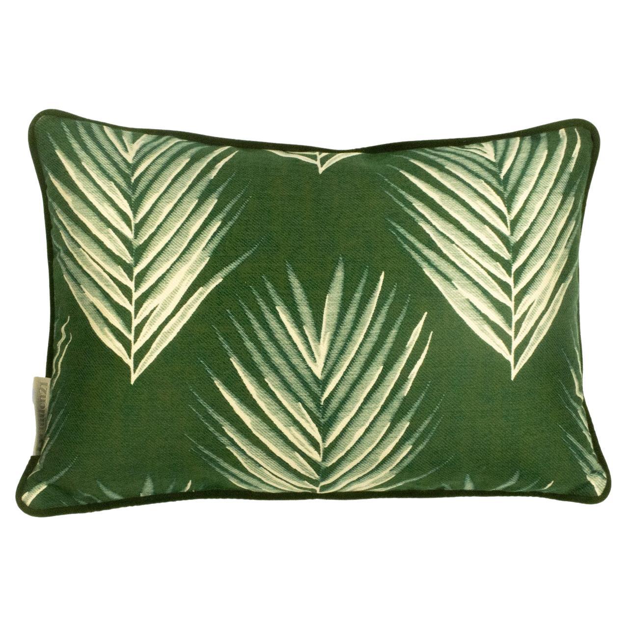 Cushion / Pillow Patterned Bamboo Reverse Leaf Green by Evolution21 For Sale