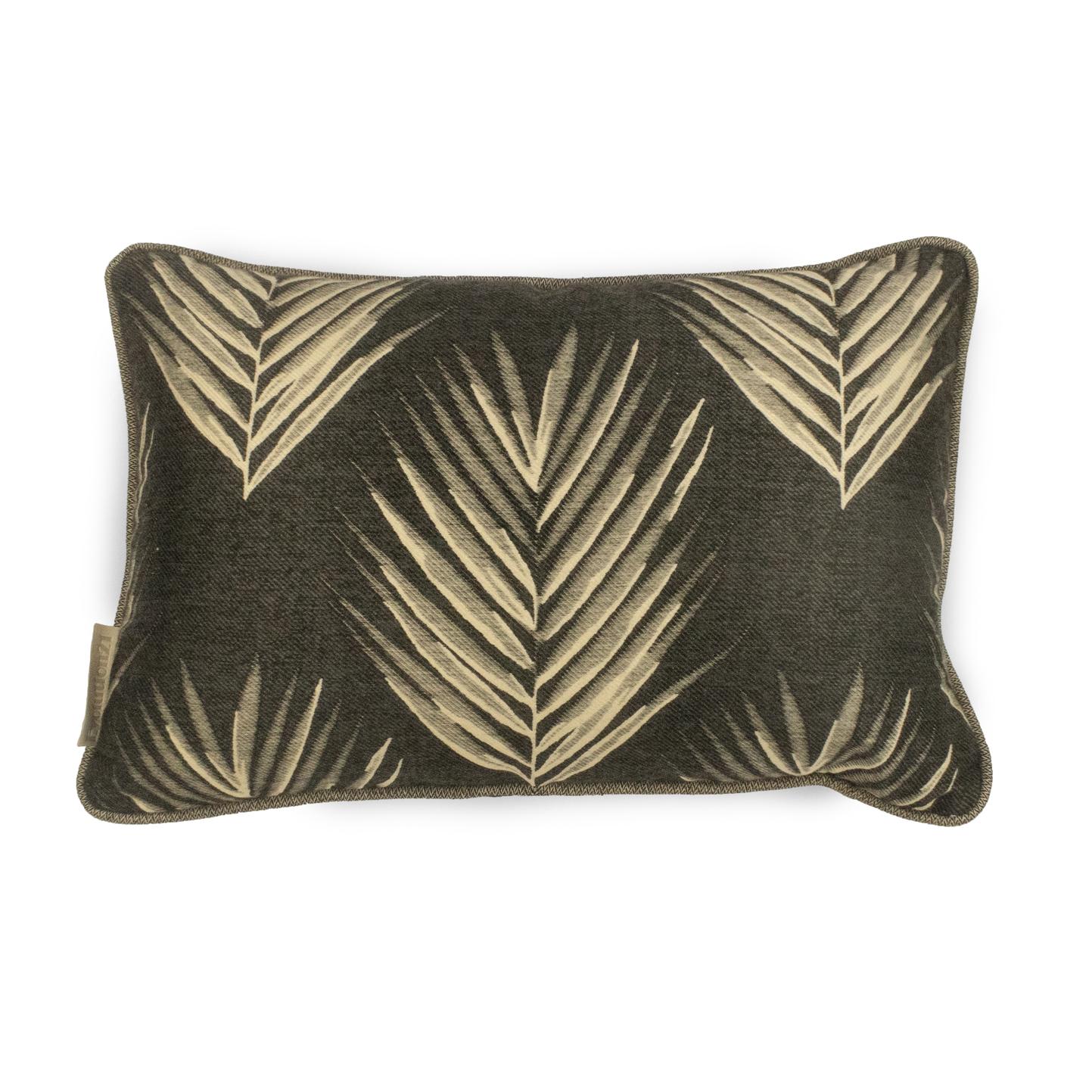 Modern Cushion / Pillow Patterned Bamboo Reverse Leaf Greyblack by Evolution21 For Sale